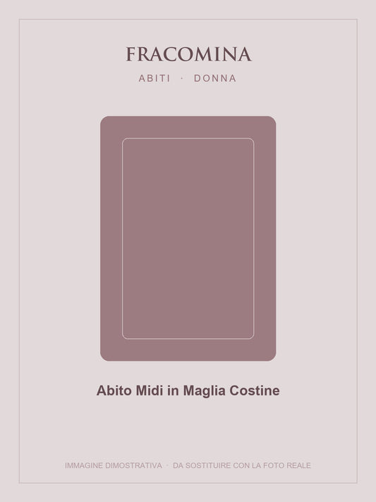 FRACOMINA Abito Midi in Maglia Costine — Rosa antico