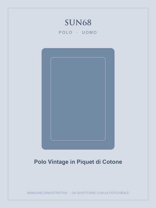 SUN68 Polo Vintage in Piquet di Cotone — Blu navy