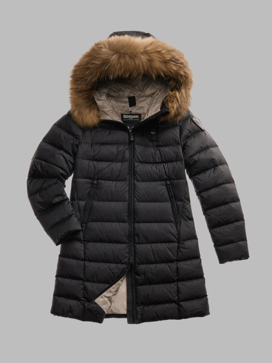 BLAUER PIUMINO LUNGO CON PELLICCIA KRISTIN