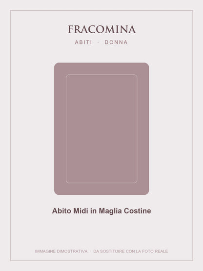 FRACOMINA Abito Midi in Maglia Costine — Rosa antico