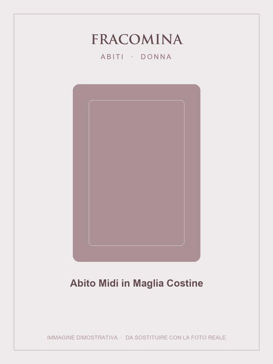 FRACOMINA Abito Midi in Maglia Costine — Rosa antico