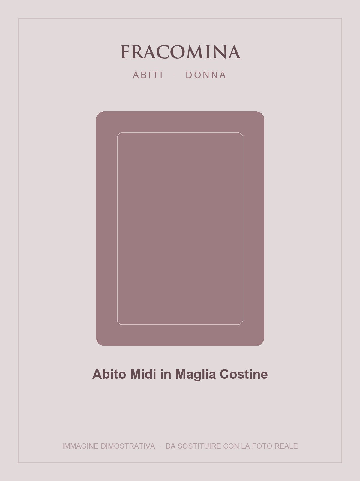 FRACOMINA Abito Midi in Maglia Costine — Rosa antico