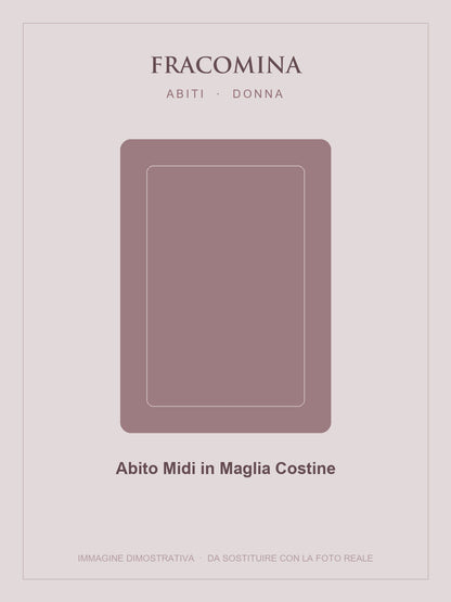 FRACOMINA Abito Midi in Maglia Costine — Rosa antico