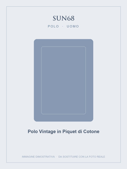 SUN68 Polo Vintage in Piquet di Cotone — Blu navy