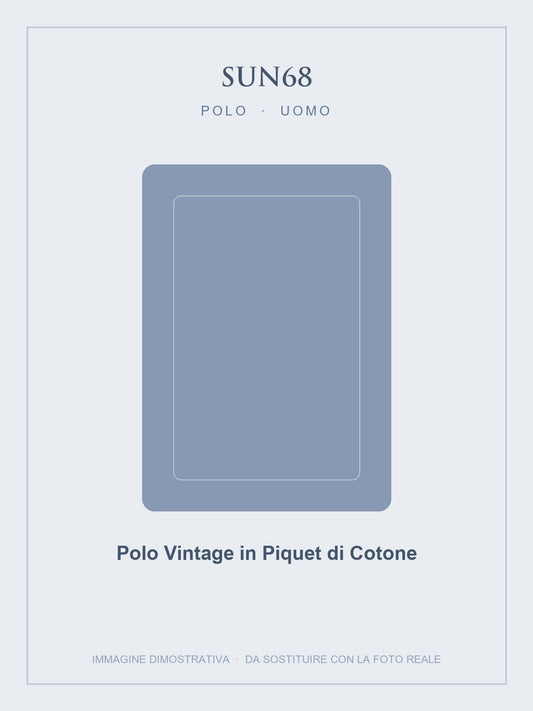 SUN68 Polo Vintage in Piquet di Cotone — Blu navy
