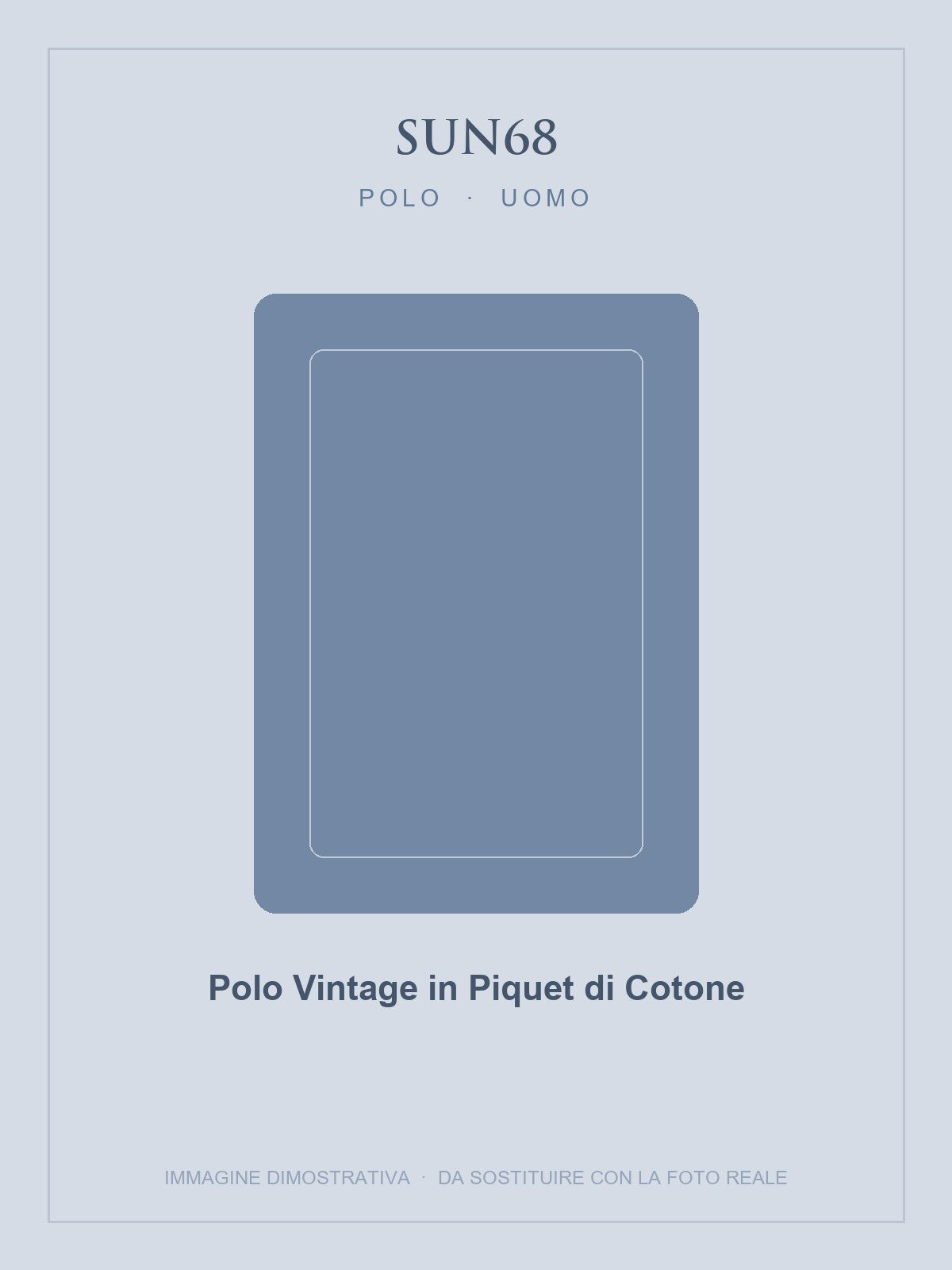 SUN68 Polo Vintage in Piquet di Cotone — Blu navy