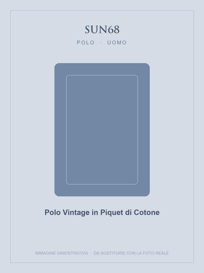 SUN68 Polo Vintage in Piquet di Cotone — Blu navy